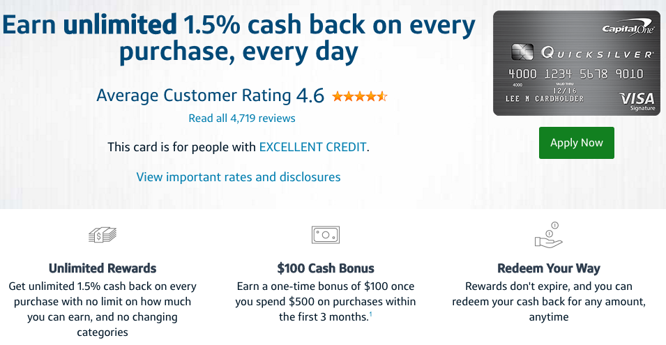 capital one quicksilver cash back