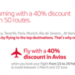 40% Discount on 50 Iberia Avios Award Routes