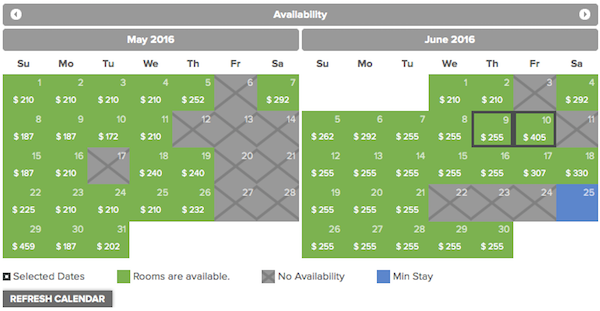 Prices for the Dolce Silverado in Napa.