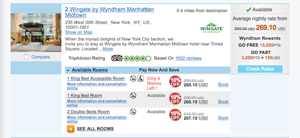 Prices at the Wingate by Wyndham Manhattan.