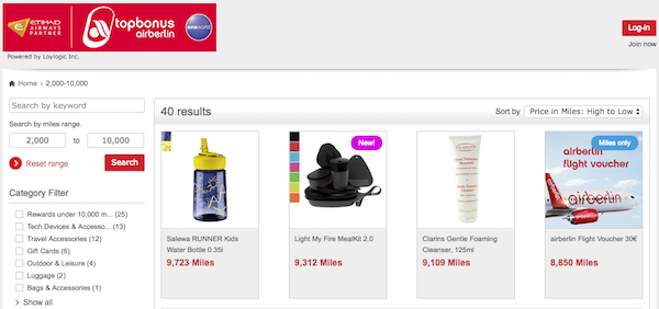 Airberlin has an online mall to redeem topbonus points Airberlin has an online mall to redeem topbonus points