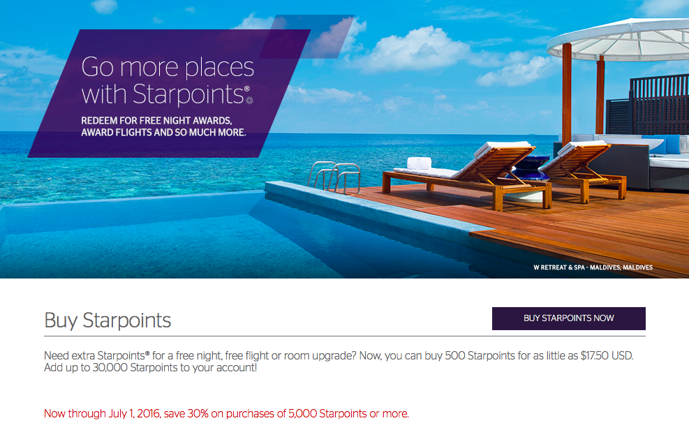 Purchase Starwood Preferred Guest points at a 30% Discount Purchase Starwood Preferred Guest points at a 30% Discount