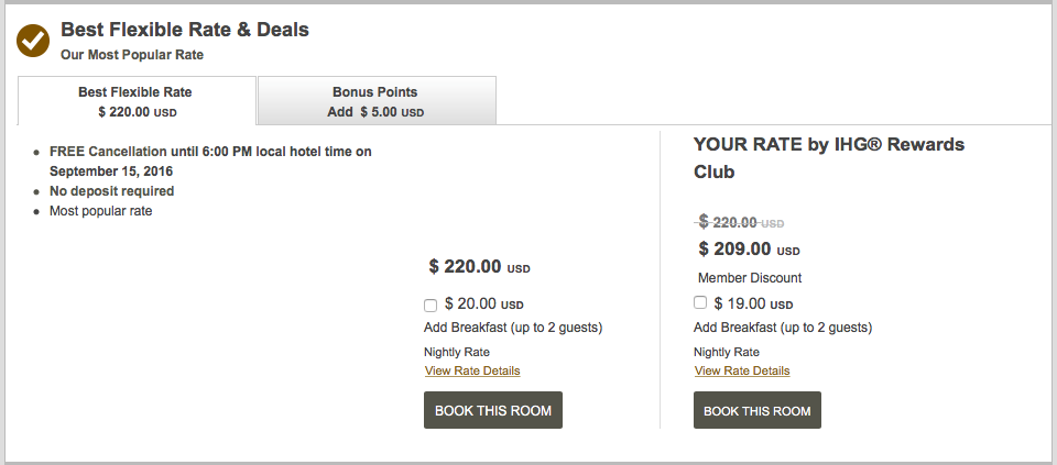 The Intercontinental Phnom Penh would typically cost 25,000 points or over $200 per night The Intercontinental Phnom Penh would typically cost 25,000 points or over $200 per night
