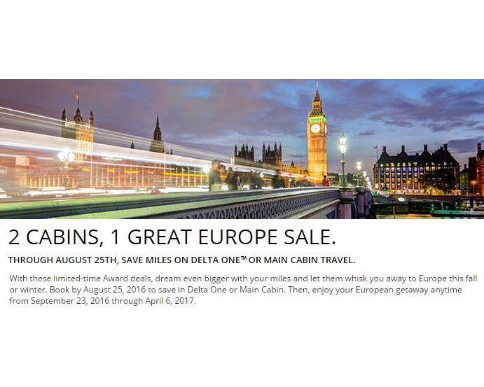 save up to 18 000 skymiles with delta award sale to europe skymiles award chart 2016