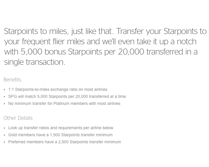 receive a 25 bonus when converting spg starpoints to miles transferring frequent flyer miles
