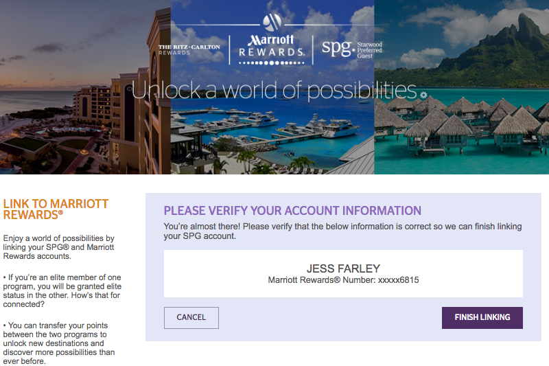 Link Marriott and Starwood Accounts