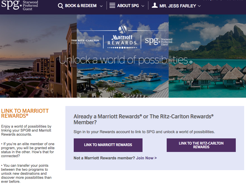 Link Marriott and Starwood Accounts