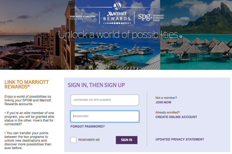Link Marriott and Starwood Accounts