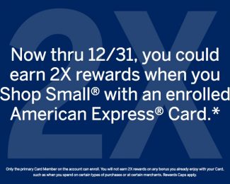 Earn 2X Amex Points at Small Businesses Until Year End