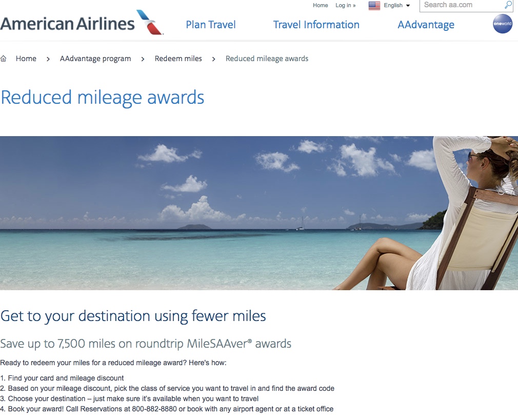 Aa Reduced Mileage Awards August Through November 2018