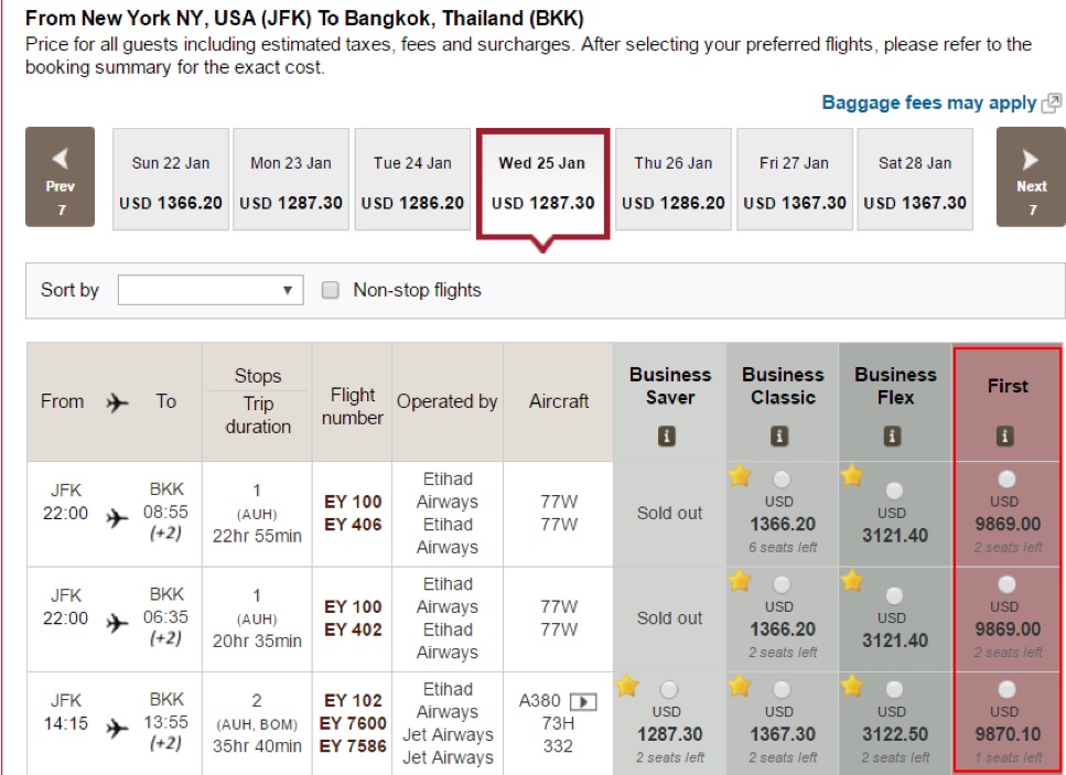 Etihad USA2017 Promo Flight Results Business