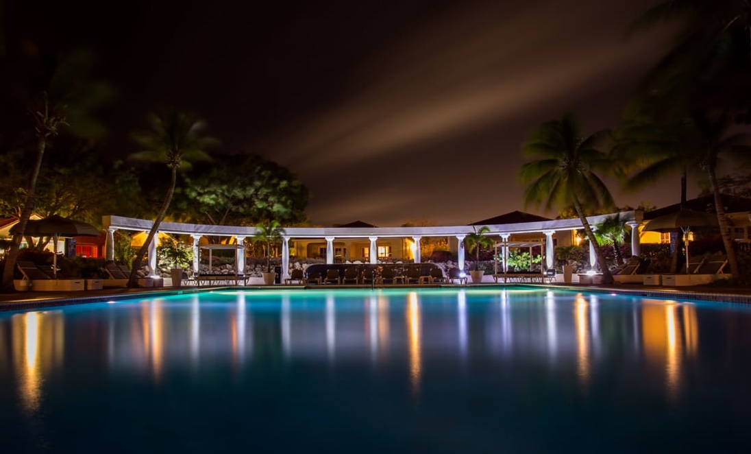 Hotel at Night with Pool
