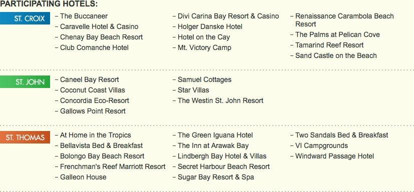 USVI Centennial Commemoration - Hotels