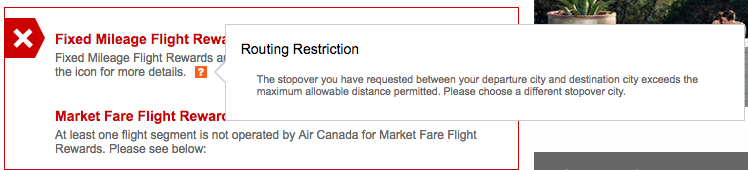 Aeroplan Fixed Mileage Chart