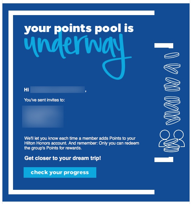 Email from Hilton after you start a pool 