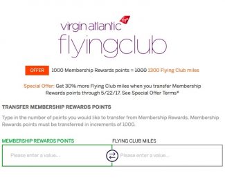 30% Transfer Bonus to Virgin Atlantic from Amex Membership Rewards