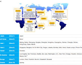 Asia Miles Zone Chart