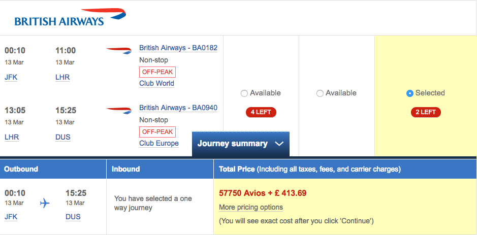 Ba Avios Upgrade Chart