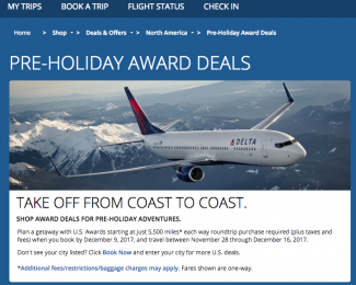 Delta Promo: Pre-Holiday 2017 Award Deals Starting at 11,000 Miles