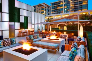 outdoor fire pit at the Irvine Marriott