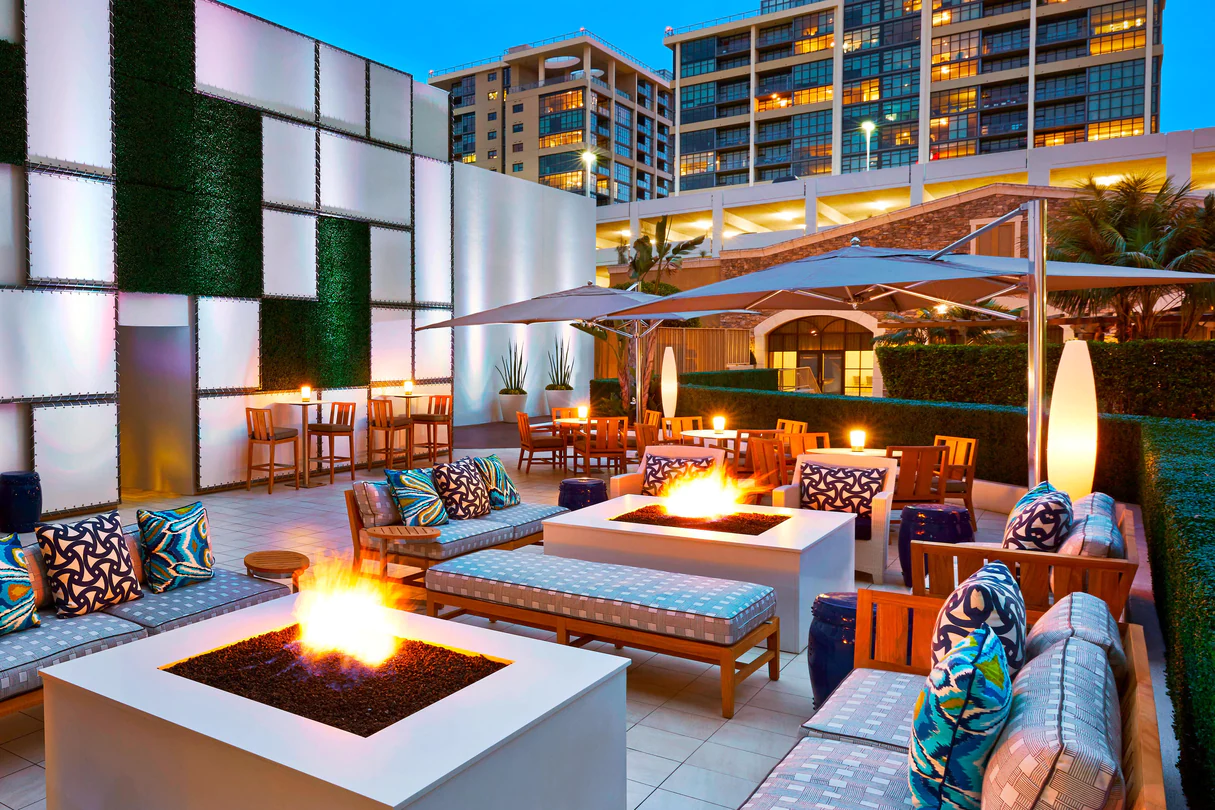 outdoor fire pit at the Irvine Marriott