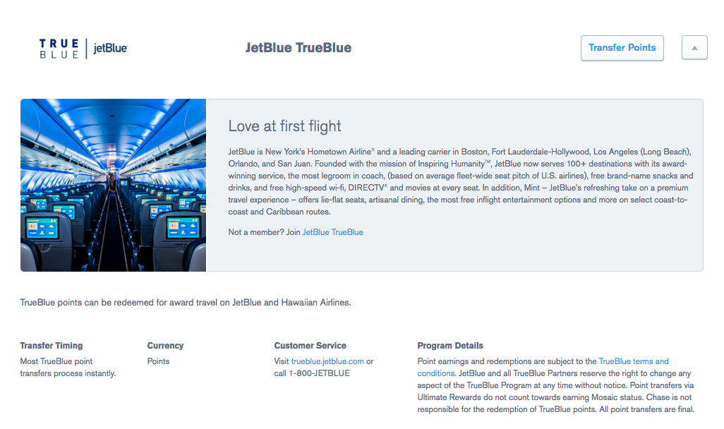 JetBlue Transfer Partner of Ultimate Rewards