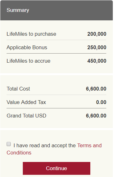 Lifemiles Partner Award Chart