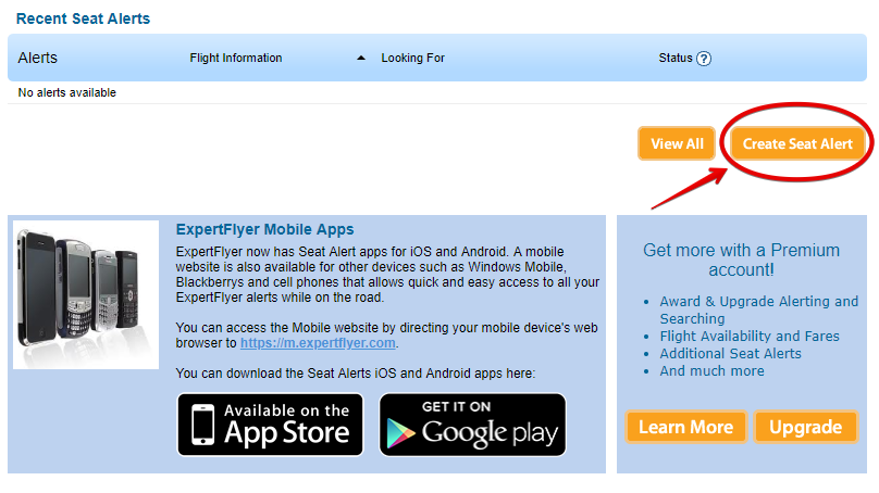 ExpertFlyer.com-Create-seat-alert
