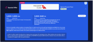 Screenshot showing Citi ThankYou points transfer bonus to Qantas Frequent Flyer