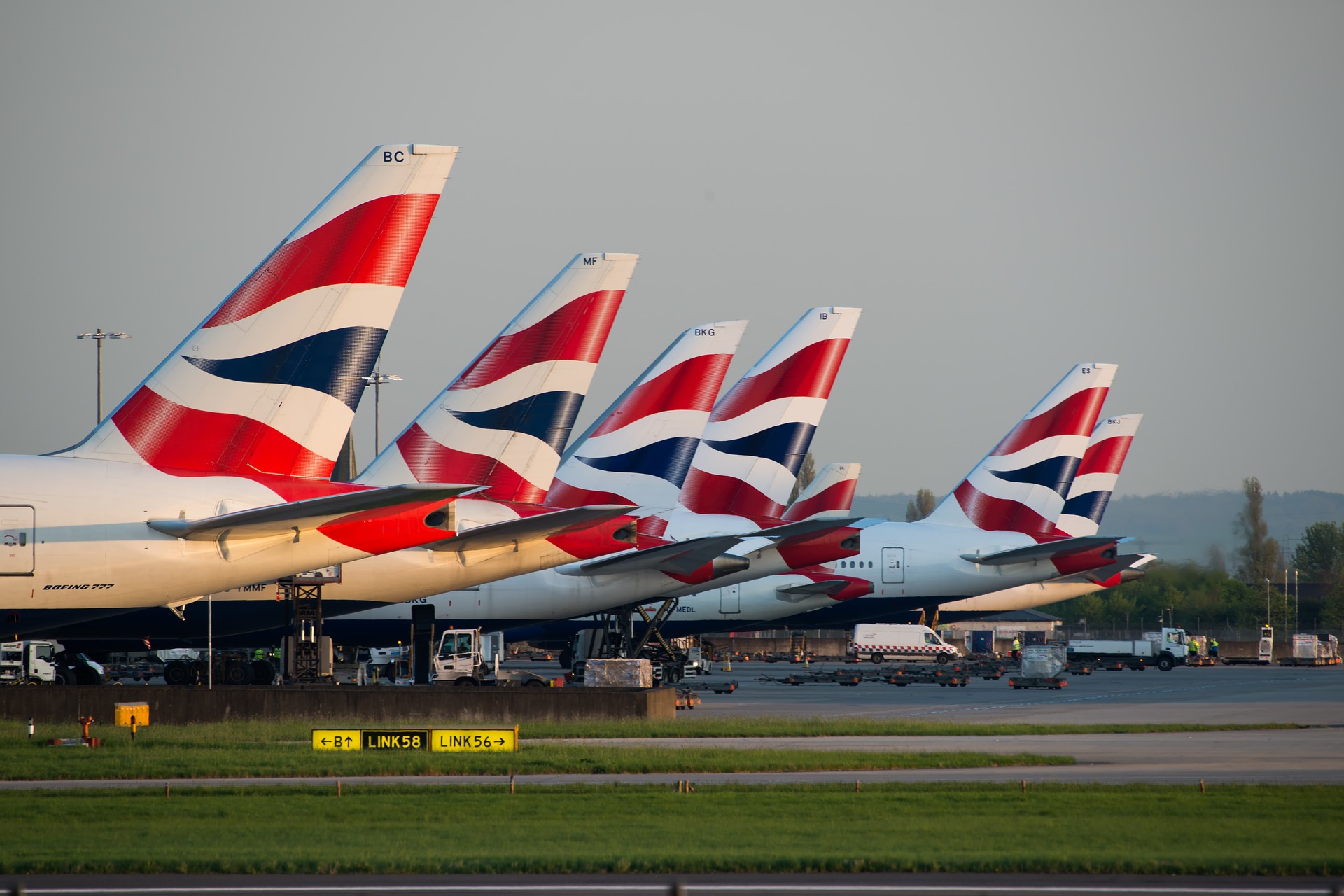 Image shows plane tails of British Airways aircraft