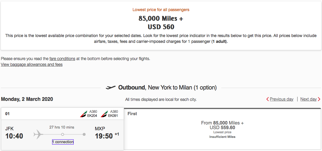 Emirates Skywards Fifth Freedom Routes and Prices Emirates Skywards Fifth Freedom Routes sweet spot