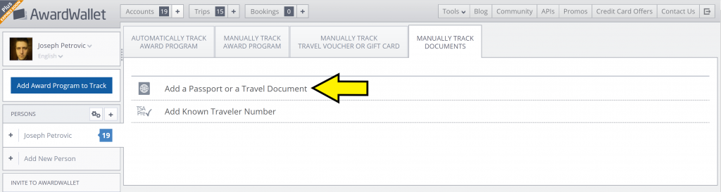 Add your Passport