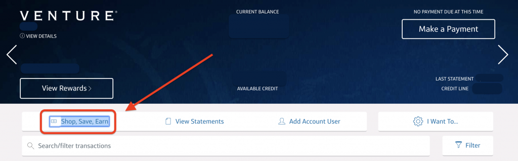 Screenshot of Capital One account page showing how to access Capital One Offers