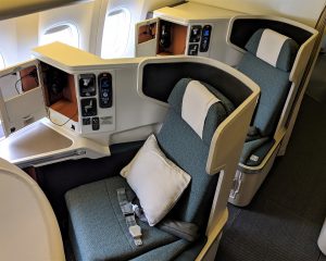 Cathay Pacific business class seat on Boeing 777