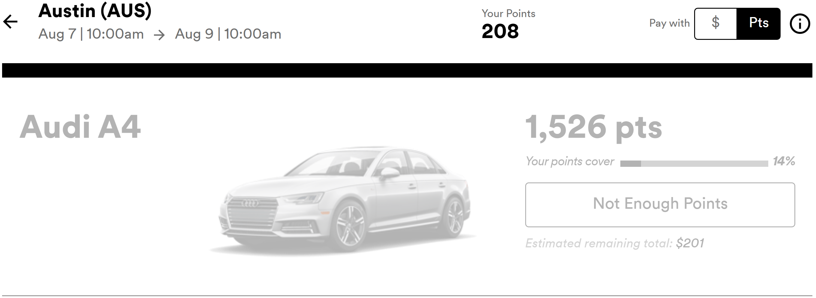Silvercar points rate