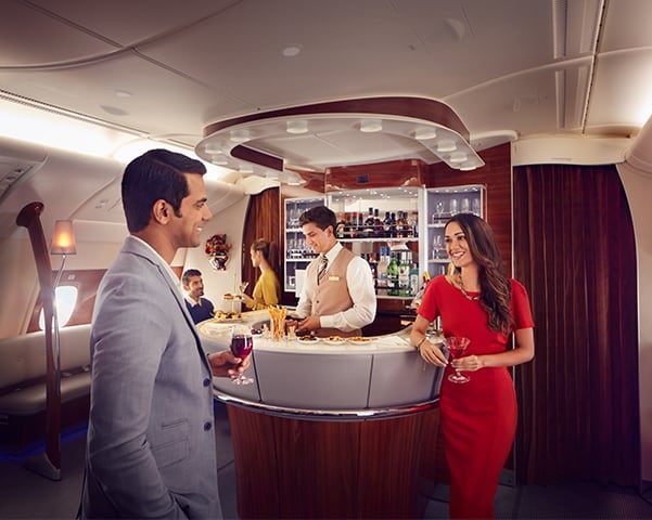 On-board bar on Emirates A380