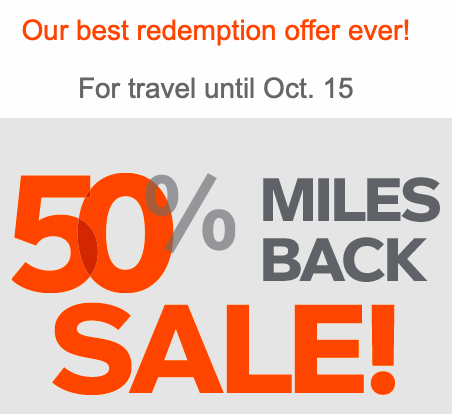 Aeroplan banner 50% miles back sale