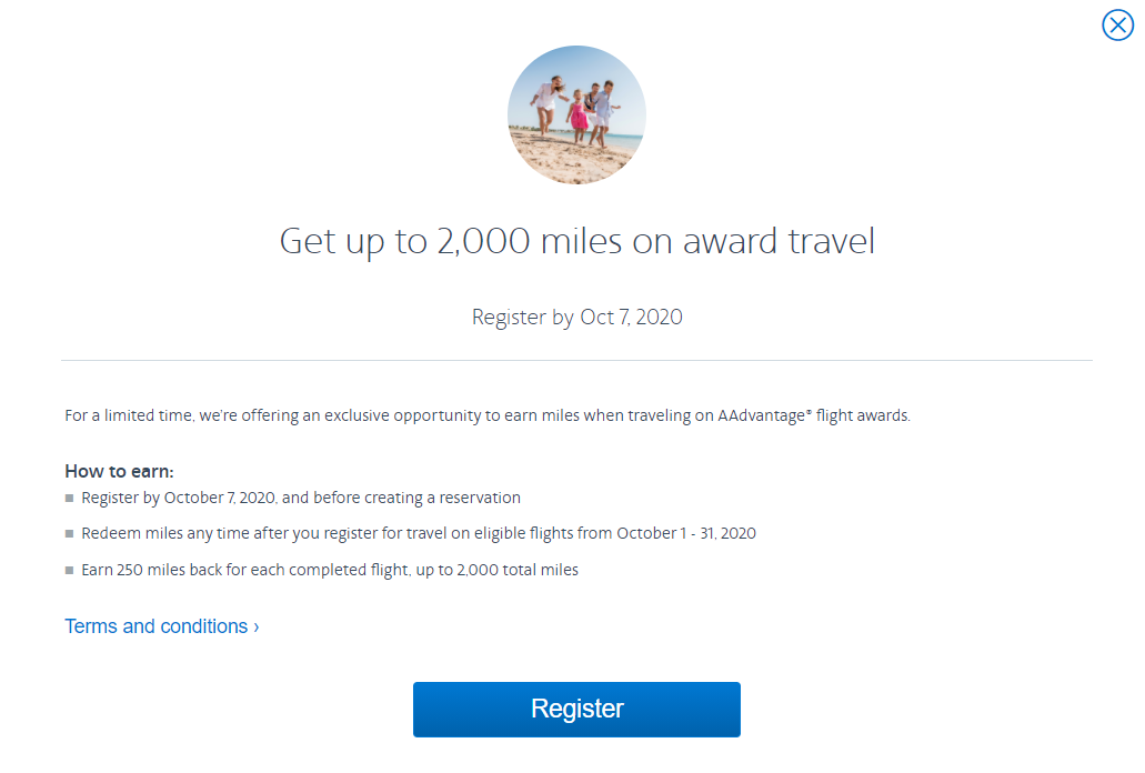 Earn up to 2,000 bonus AAdvantage miles from award travel through this promotion