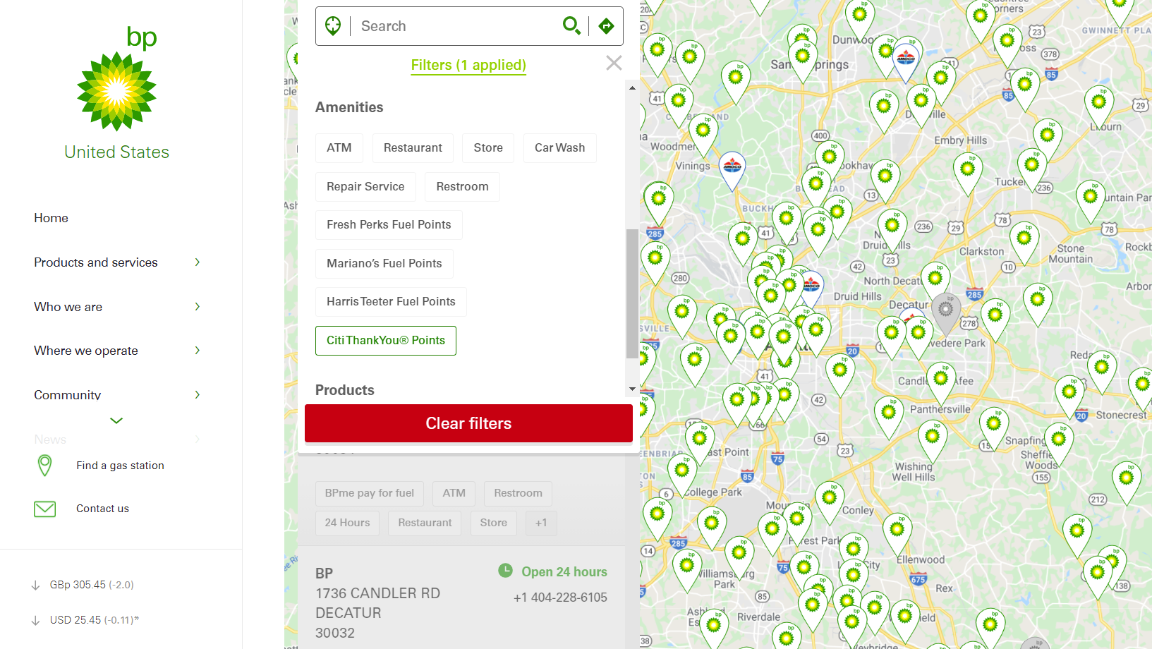 Find a BP station that accepts Citi ThankYou Points