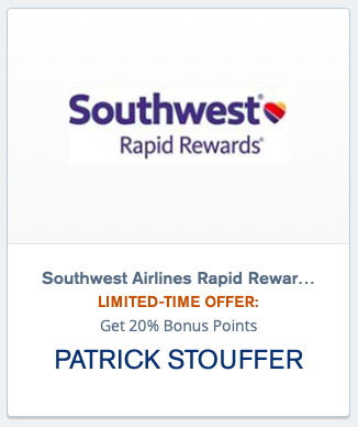 Southwest Chase 20% transfer bonus