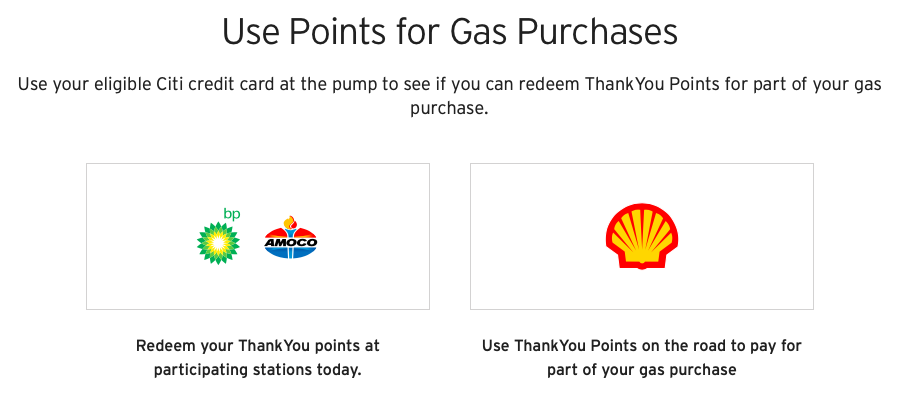 Use Citi ThankYou<sup>®</sup> Points for gas purchases through Shop With Points
