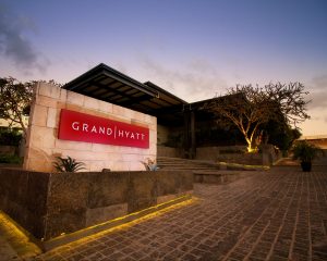 Photo of the entrance to the Grand Hyatt in Playa del Carmen. Those with a Hyatt credit card are not subject to points and miles expiration policies with the hotel