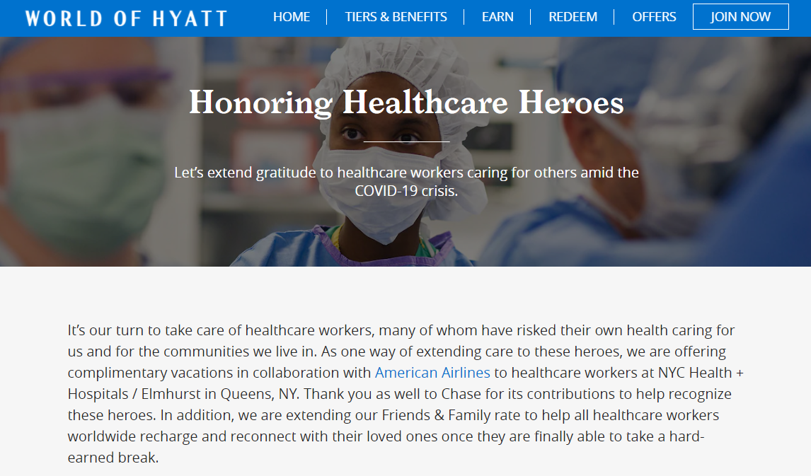Hyatt discount for healthcare workers