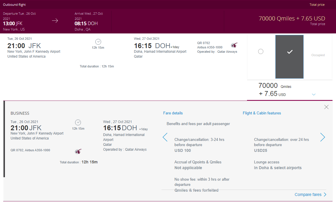 Qatar slashed the award price to Doha to 70k Qmiles