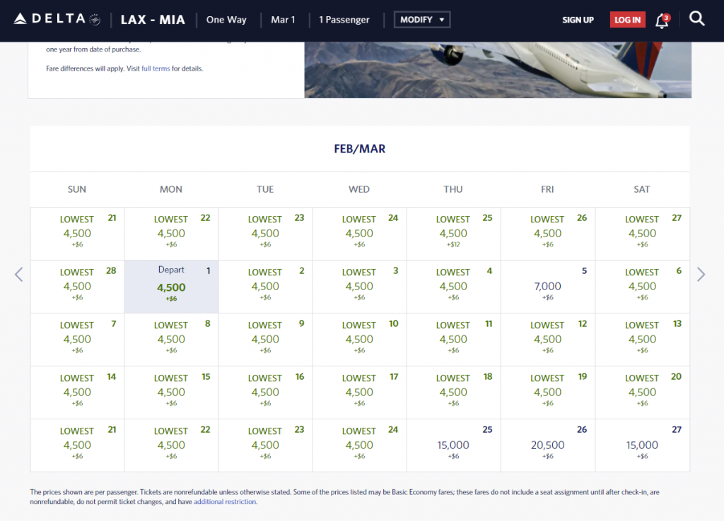 LAX-MIA for 4,500 Delta SkyMiles