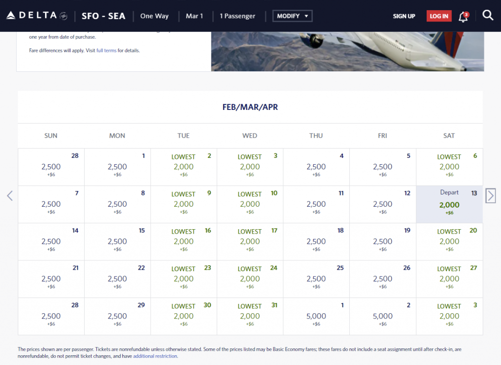SEA-SFO for 2,000 Delta SkyMiles