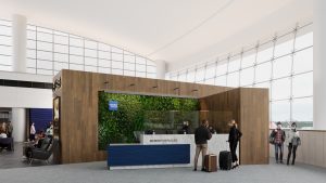 a rendering of the new Centurion Lounge in Seattle