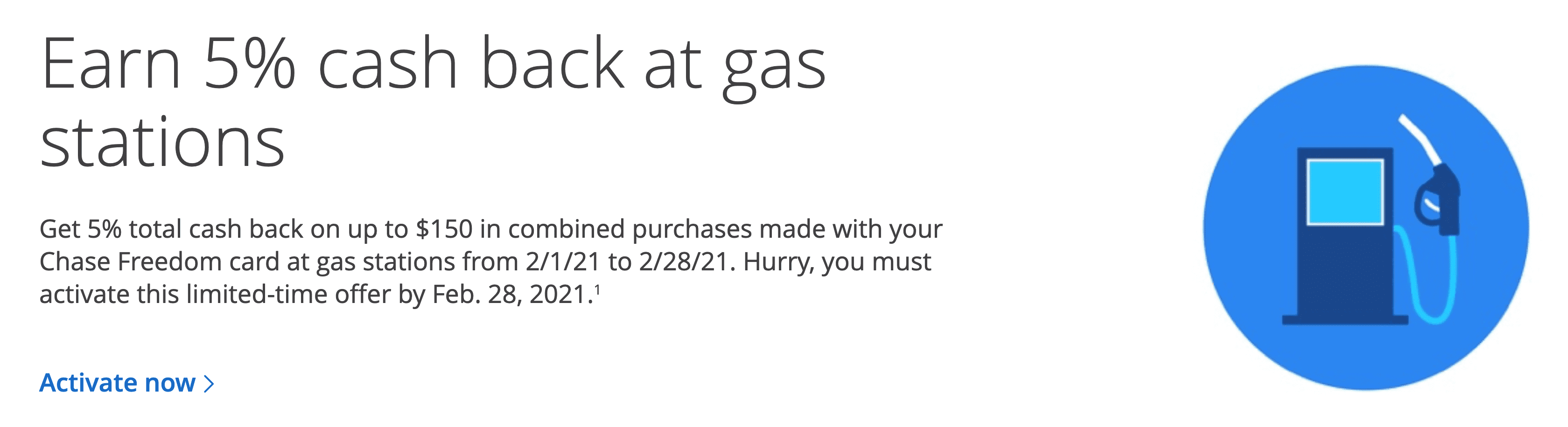 5% cashback at gas stations