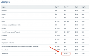 American Airlines new bag fees