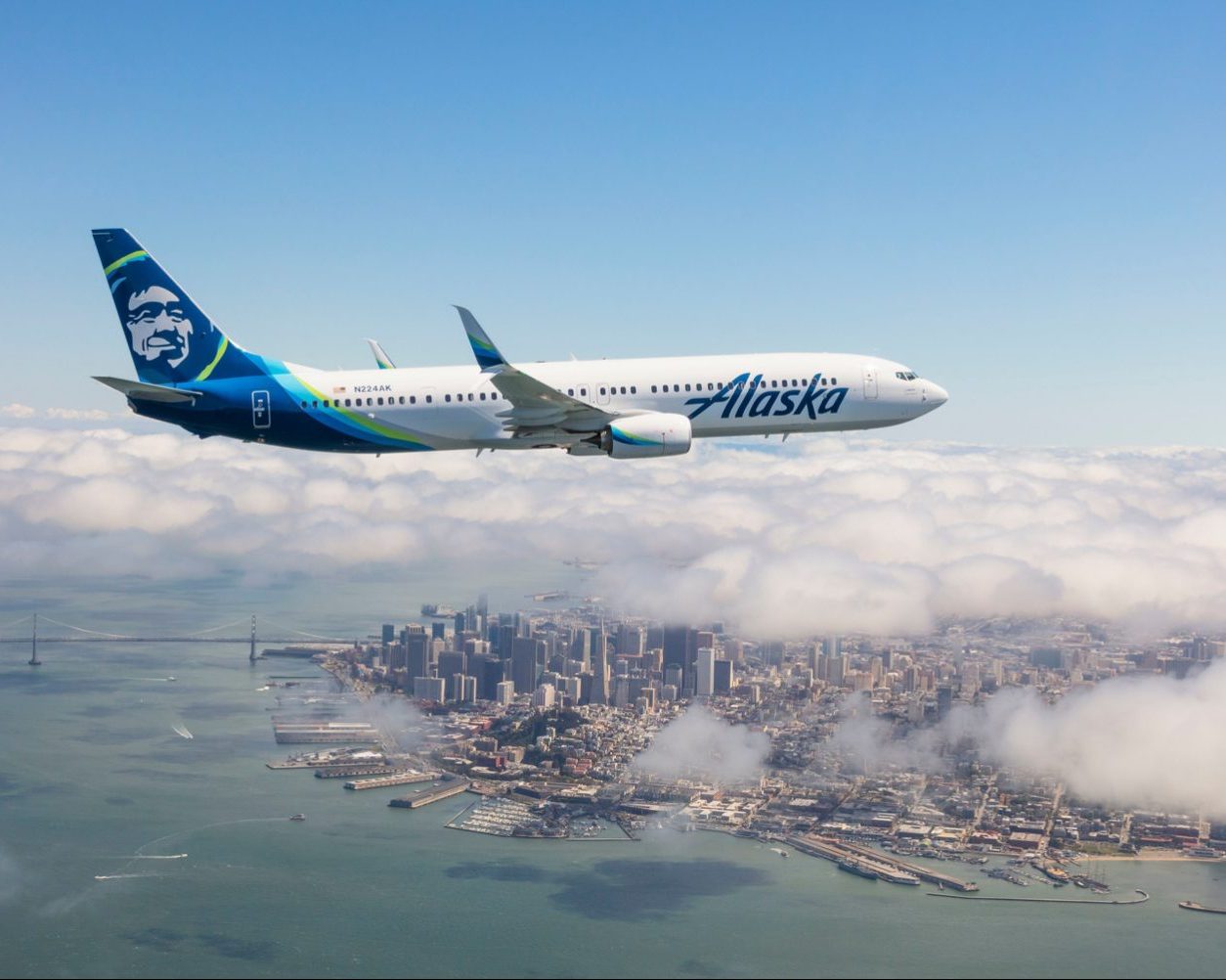 Alaska Airlines plane inflight